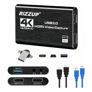 Rizzup® Capturadora De Video Tarjeta De Captura Hdmi De Video 4k Hd 1080p 60hz Audio Usb 3.0 Externo Incluye Convertidor Tipo-c Compatibles Android/linux/windows/macos Rizzup® Capturadora De Video Tarjeta De Captura Hdmi De Video 4k Hd 1080p 60hz Audio Usb 3.0 Externo Incluye Convertidor Tipo-c Compatibles Android/linux/windows/macos