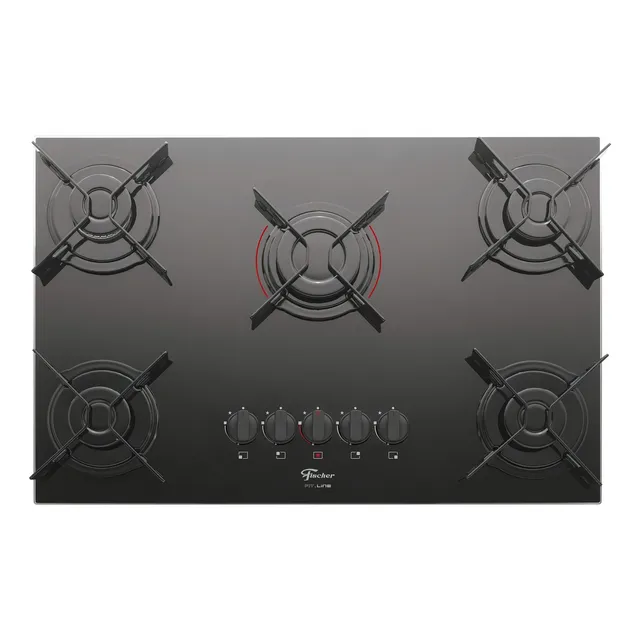 Fogão Cooktop 5 Bocas A Gás Fischer Fit Line Preto 127/220V