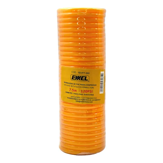 Manguera Para Compresor 6/8mm X7.5m Pvc 120 Psi Exxel