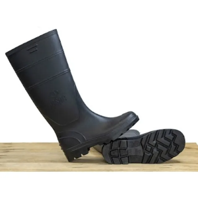 Botas Pvc Negras/beige Caña Alta