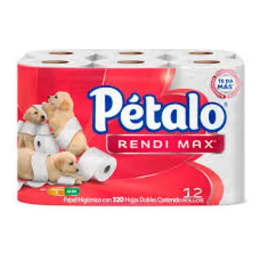 Papel Higiénico Pétalo Rendimax 12 Rollos de 320 Hojas