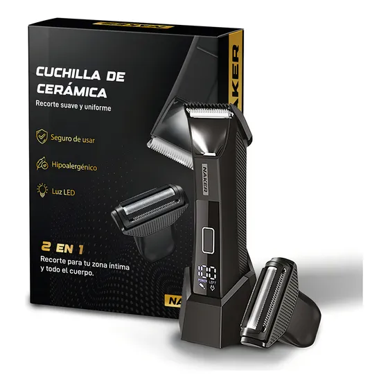 Naker Afeitadora Recortadora Para Zonas Intimas Profesional Color Negro