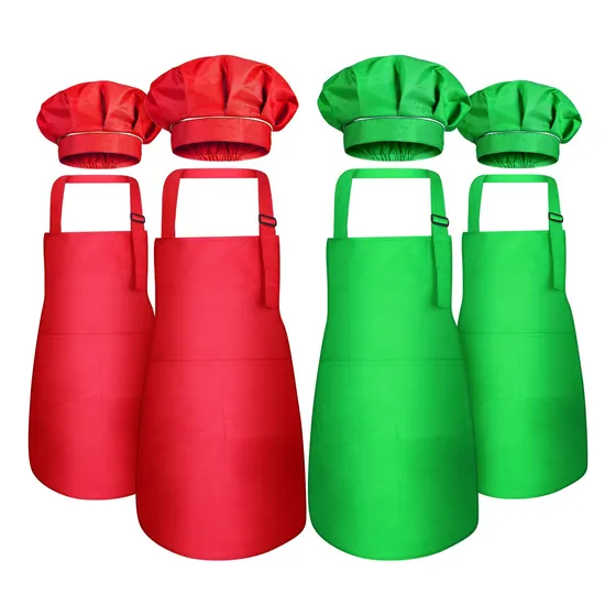 4 Delantal Navidad Para Niño Color Verde Rojo Niña 2 8