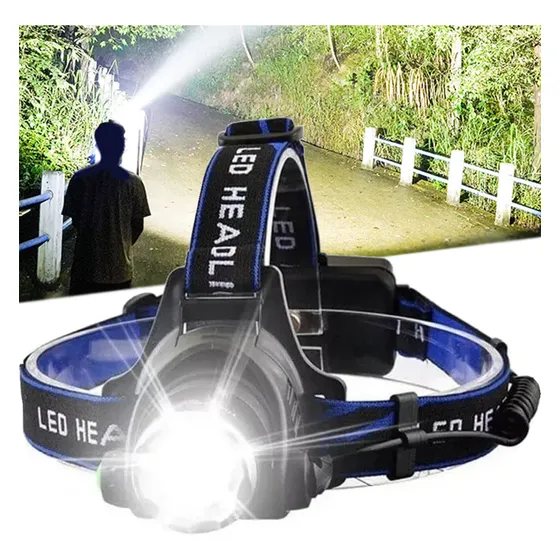 Linterna Led Recargable Para Cabeza Potente Ajustable Zoom