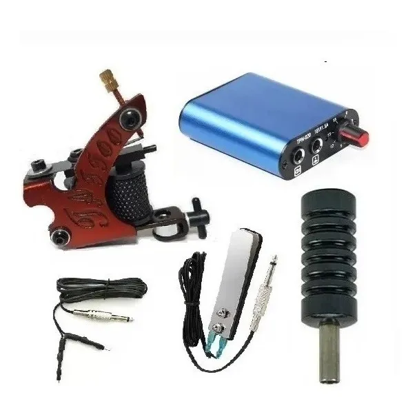 Kit Completo De Tatuar Tkt110 Maquina Fuente Grip Pedal