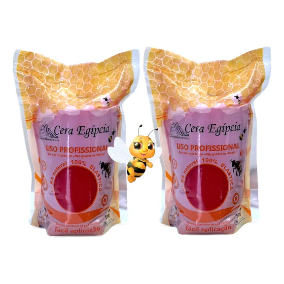 Cera Depilatória Elástica Anestésica 500g Egípcia Kit 2 Unid