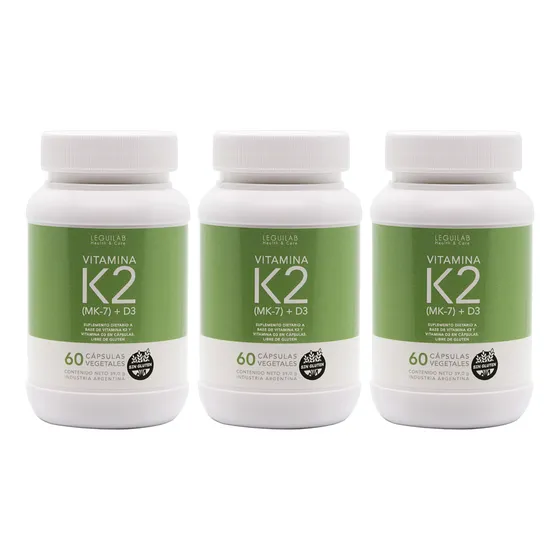 Leguilab X3 Vitamina K2 + D3 Mk-7 Suplemento Dietario 60c 3c