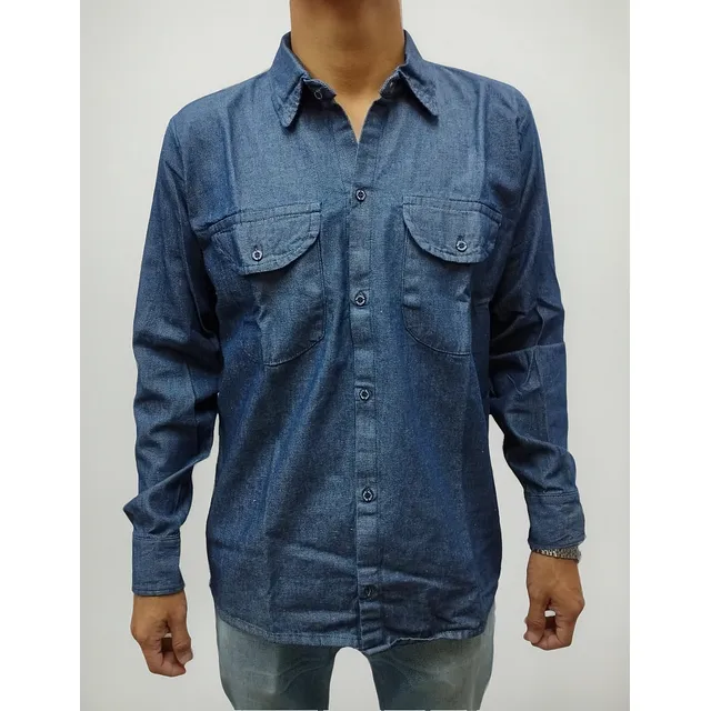 Camisa De Trabajo Jean Waltsafe Azul Manga Larga