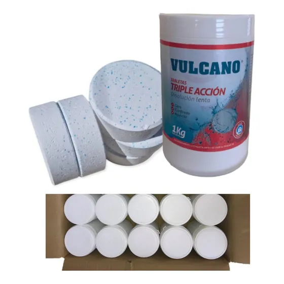 Cloro Triple Acción Vulcano Pote 1kg X 10 Und -  Doctorpool
