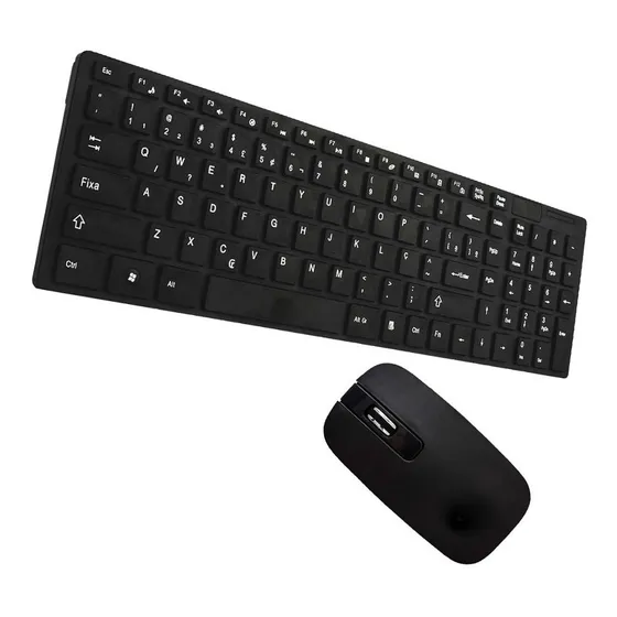 Kit Teclado E Mouse Sem Fio Wifi Usb 1600dpi 2.4ghz Smart Pc Teclado Preto