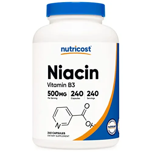 Nutricost Niacin (vitamin B3) 500mg, 240 Cápsulas - B6jeb
