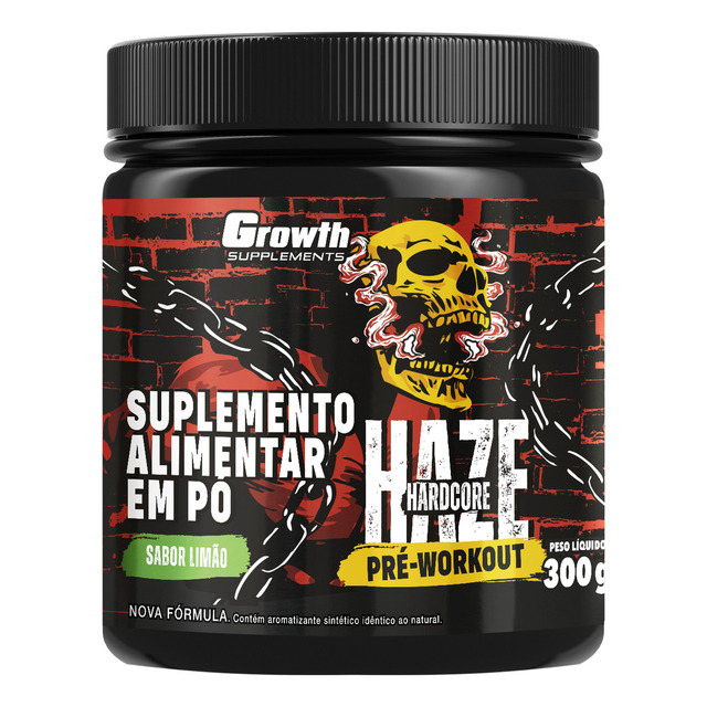 Pré-treino Haze Hardcore 300g Growth Supplements - Limão Pré-treino Haze Hardcore 300g Growth Supplements - Limão