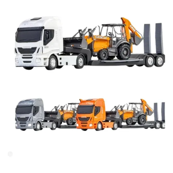 Caminhão Plataforma Iveco Hi-way Trator Case Miniatura 1:30