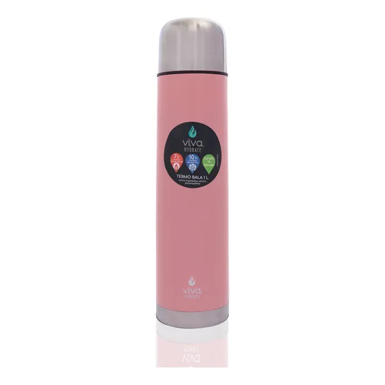Termo Botella De Doble Pared 1l Viva Hydrate Color Rosa Claro
