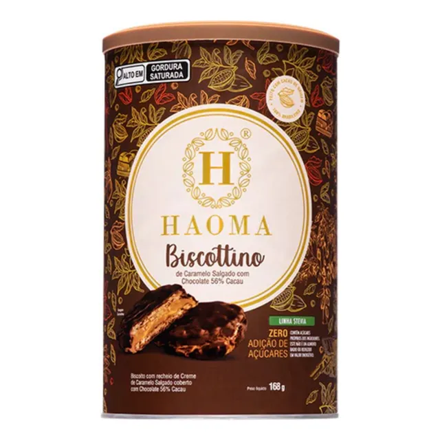 Biscottino Caramelo Salgado Chocolate 56% Cacau Haoma Stevia