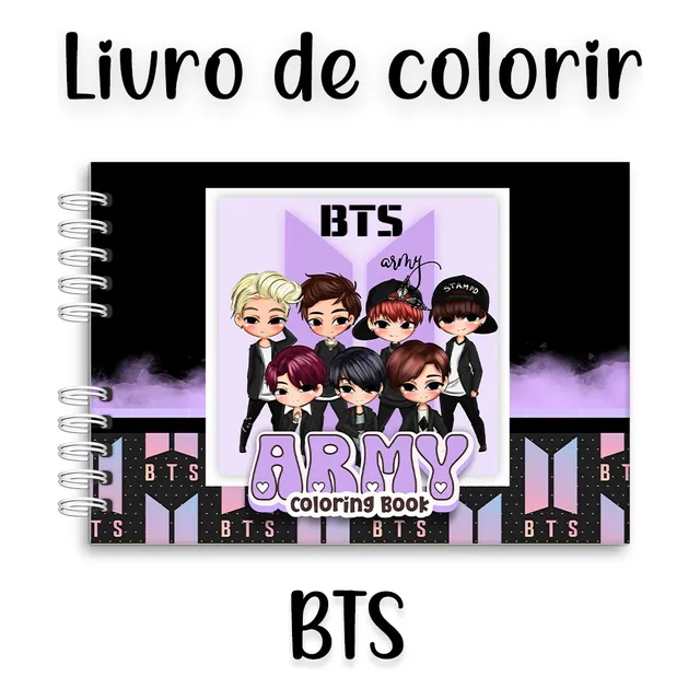 Livro De Colorir Bts 50 Folhas Capa Dura Estilo Bobbie Goods