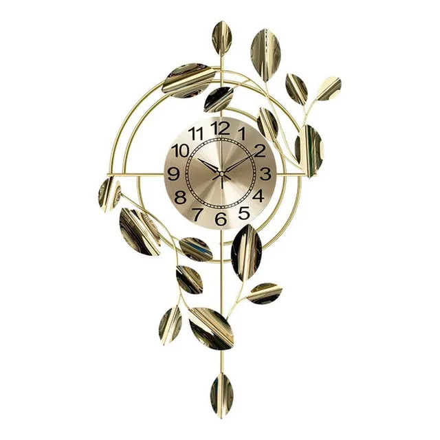 Reloj Pared Hierro Forjado Dorado Silencioso Metal Estilo