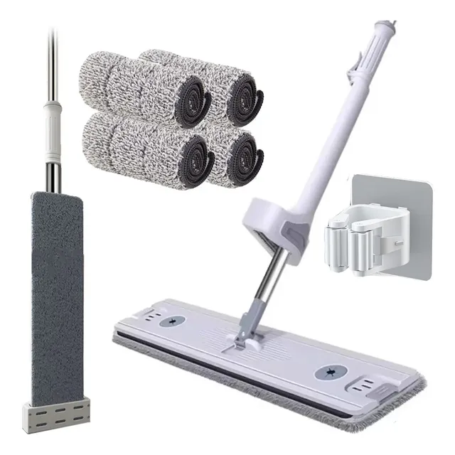 Trapeador De Microfibra spin 360° mágico Mop vienen con 4 Repuestos De Microfibra + 1 Gancho para colgar