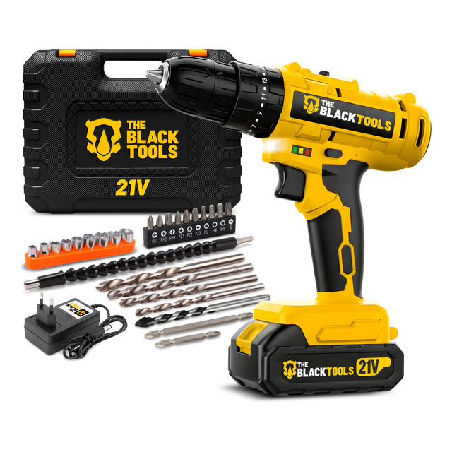 Furadeira E Parafusadeira De Impacto Sem Fio A Bateria 21v 3/8 Com Maleta E Acessorios Tb-...