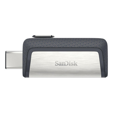 Pendrive SanDisk Ultra Dual Drive Type-C 256GB 3.1 Gen 1 preto e prateado
