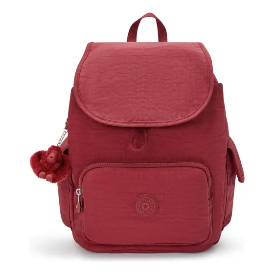 Mochila Kipling Girl Color Funky Red com design de tecido liso