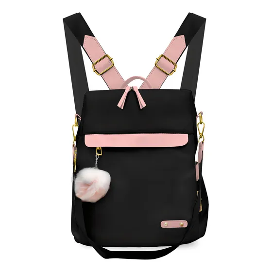Mochila Cartera Mujer Urbana Espaciosa LIBERCAM MOC-012 Correa Regulable Color Negro