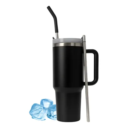 Copo Termico 1200ml Aço Camada Dupla Com Alça Canudo Inox