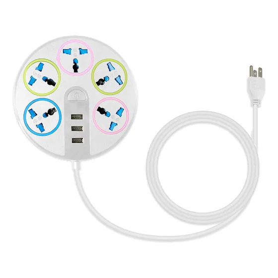 Extensión Multicontacto Con 5 Salidas Y Triple Puerto Usb