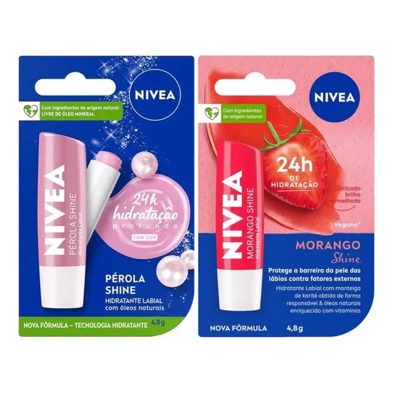 Labiales Protector Nívea De Fresa, Pérola, Mora Y Cereza.