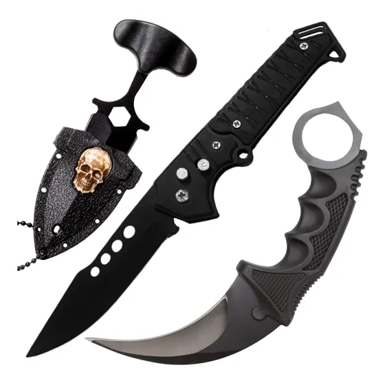 Kit Tático Militar Canivete Tático Karambit Push Dagger 3 Pc