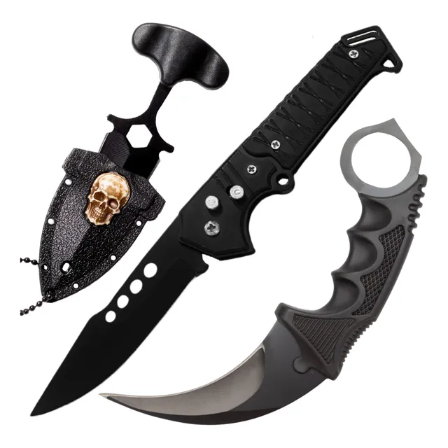 Kit Tático Militar Canivete Tático Karambit Push Dagger 3 Pc