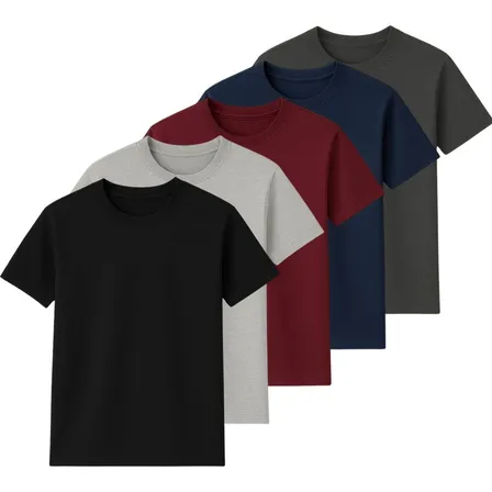 Kit 5 Camisetas Basica Algodão Lisas Gola Redonda Regular