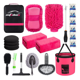 Kit De Limpieza Lavado De Coches Rosa Microfibra Interior Kit De Limpieza Lavado De Coches Rosa Microfibra Interior