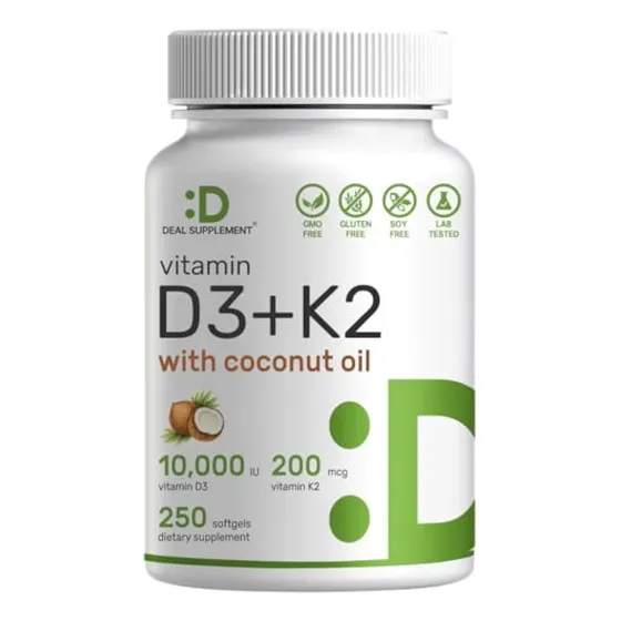Suplemento Ideal De Vitamina D3 10.000 Ui + K2 Mk7 200