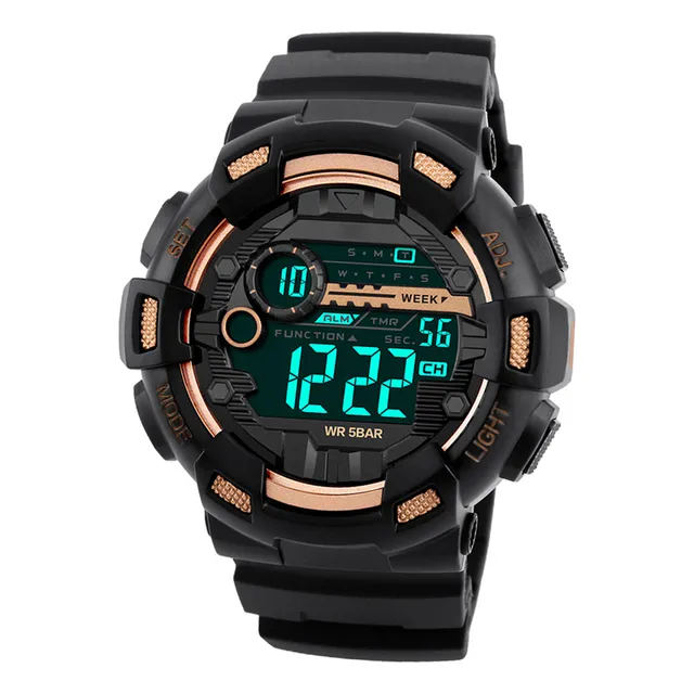 Reloj Digital Para Hombre 1243: Dual Time, Chrono, 5 Atm