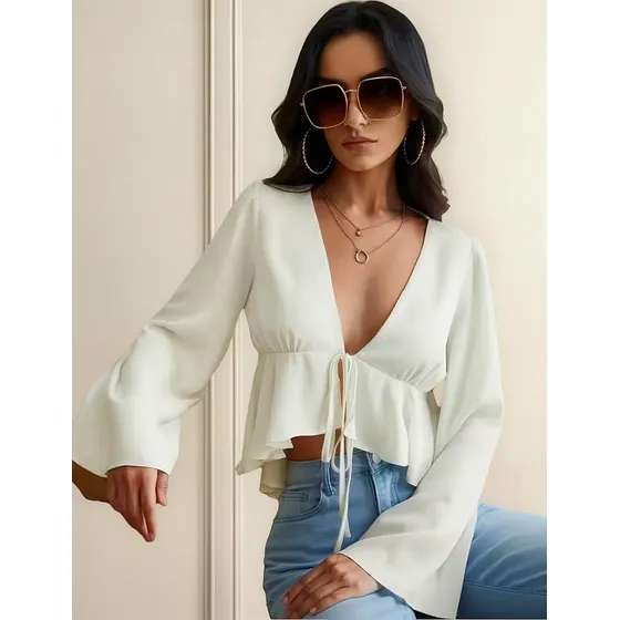 Blusa Blanca Chiffon Boho Chic