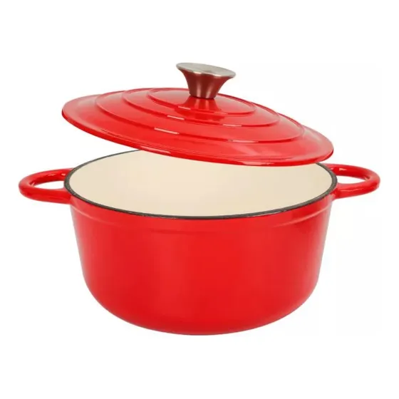 Cacerola Olla De Hierro Fundido Esmaltado Rojo 24cm 4.l