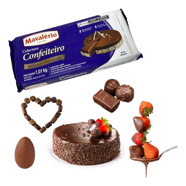 Chocolate Cobertura Semiamargo Mavalerio 1kg