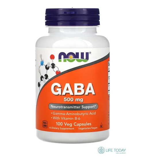 Gaba 500mg 100 Veg Caps Now Foods C/ Vitamina B6