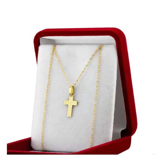 Conjunto Cadena Y Dije Cruz Oro 18k Religioso Bautismo Nene