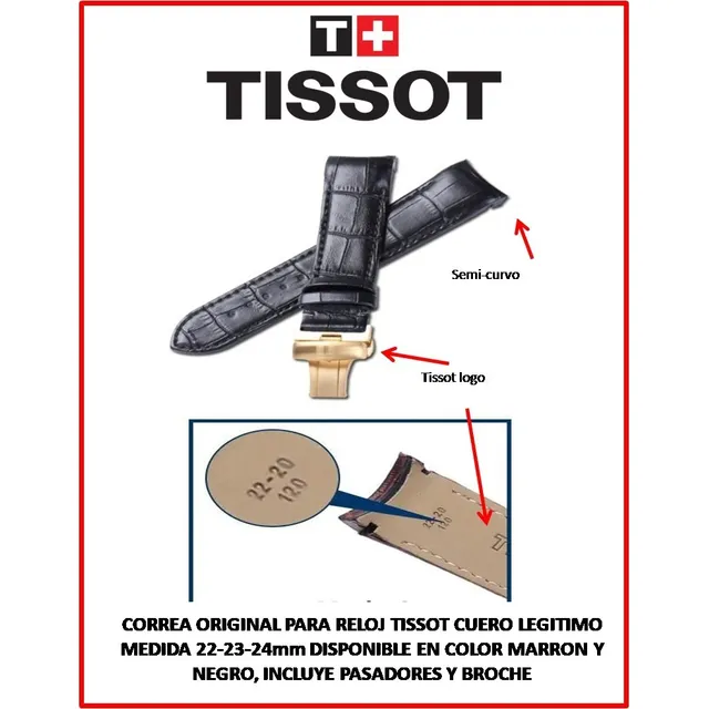 Correa Tissot Cuero Original 22 23 24mm Negra Y Marron 