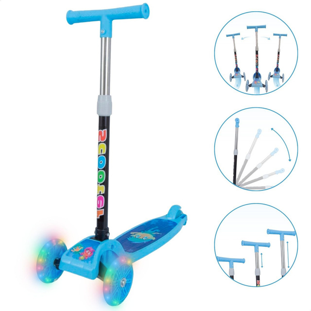 Atentu Patinete Infantil 3 Rodas Com Led Dobrável Menino E Menina Cor Azul Atentu Patinete Infantil 3 Rodas Com Led Dobrável Menino E Menina Cor Azul