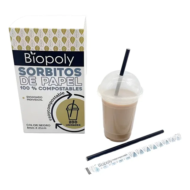 Sorbitos X 200 Compostables 8mm X21cm Envase Individual