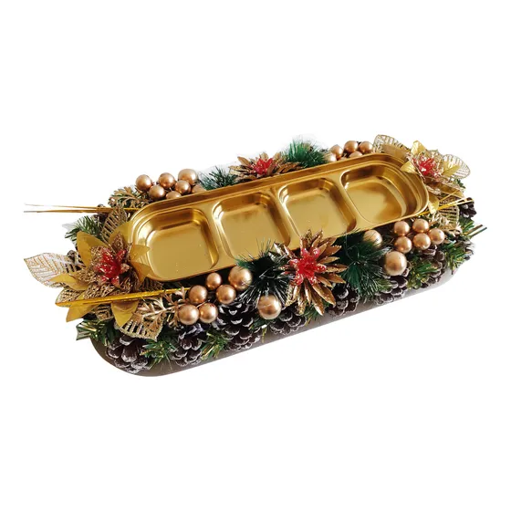 Centro De Mesa Navideño, Adorno C/4 Mini Bandejas - 13474