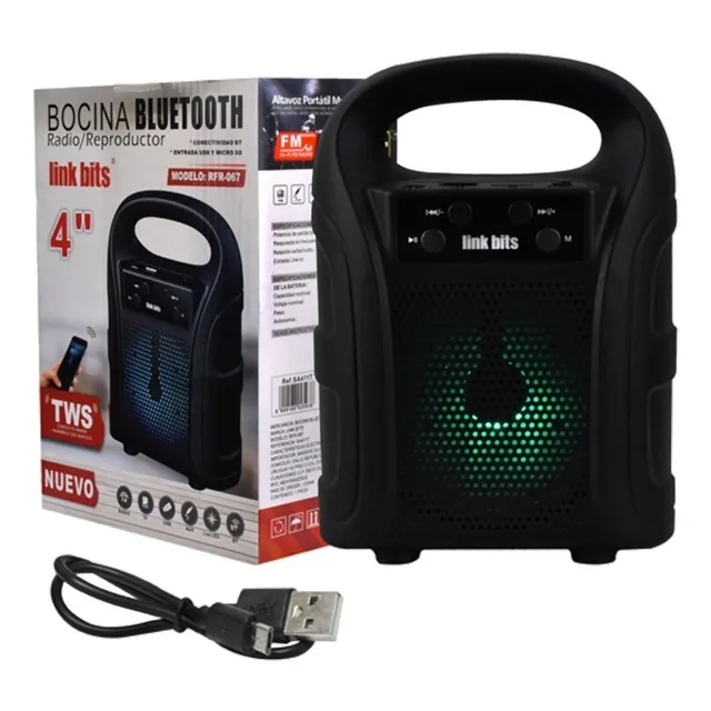 Bocina Luz Led 4 Pulgadas Compatible Bluetooth Usb 44 Piezas