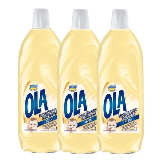 Kit Com 3 Lava Roupas Ola Bebê 1l Cada