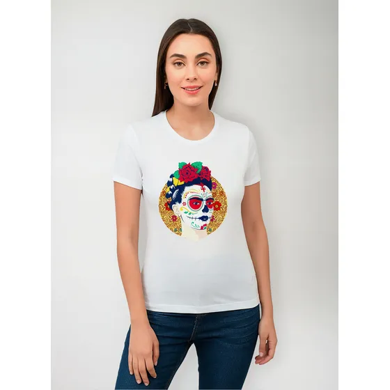 Playera Mujer Dia De Muertos Diseño 178 Playeras Beloma