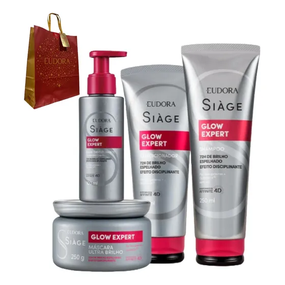 Kit Siage Glow Expert Shampoo+condicionador+máscara+leav-in