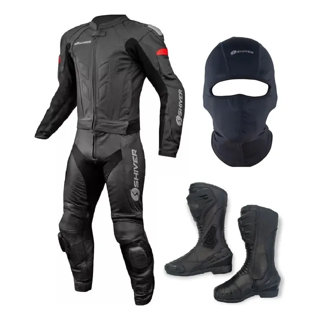 Macacao Moto Track 1 Peca Shiver Speed Pista X11 Texx + Bota