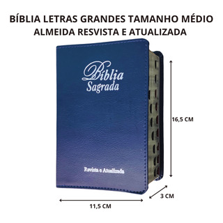 Biblia Sagrada Media Capa Luxo Azul Com Indice Lateral Letra Grande Biblia Sagrada Media Capa Luxo Azul Com Indice Lateral Letra Grande